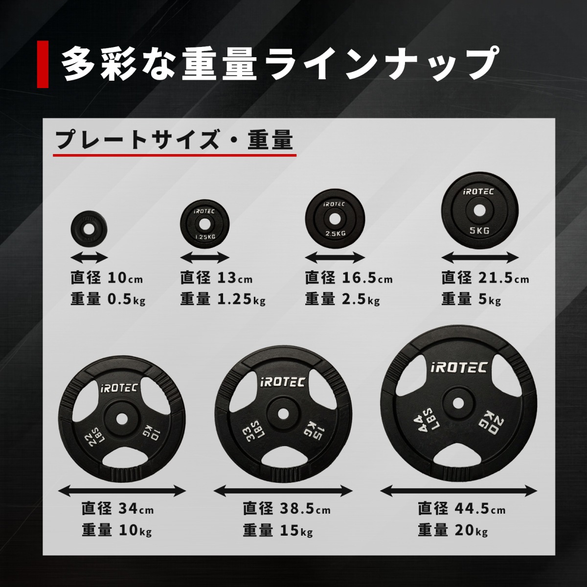 アイアンプレート20kg(1枚)【穴径29mm】 IROTEC (アイロテック)