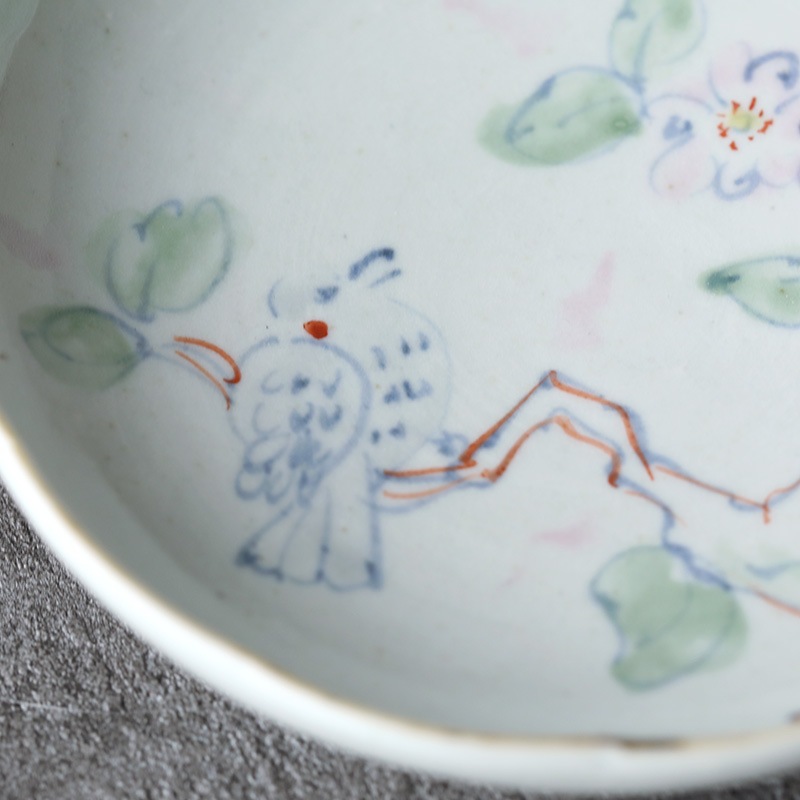 佐藤もも子｜色絵染付鳥花木文五寸輪花深丸皿 | 趣佳[syuca.jp