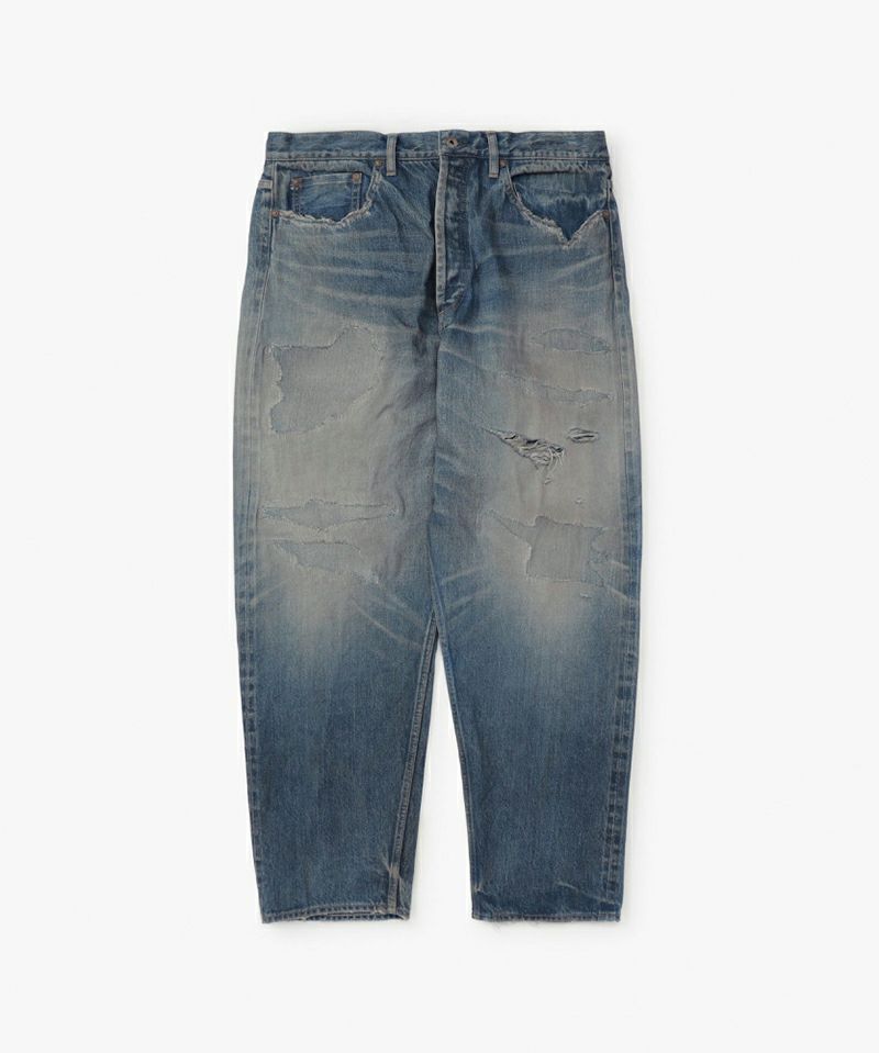 MADNESS＞HARD AGING DENIM PANTS. WIDE COMFY (DAMAGED AND REPAIRED