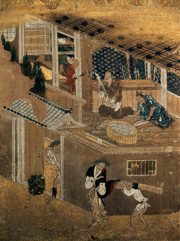 狩野吉信 作品「職人尽図屏風」額装アート Amazon.co.jp: 狩野吉信