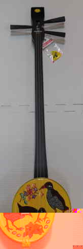 未使用】カンカン三線 カンカラ三線 ヤンバルクイナとハイビスカス柄