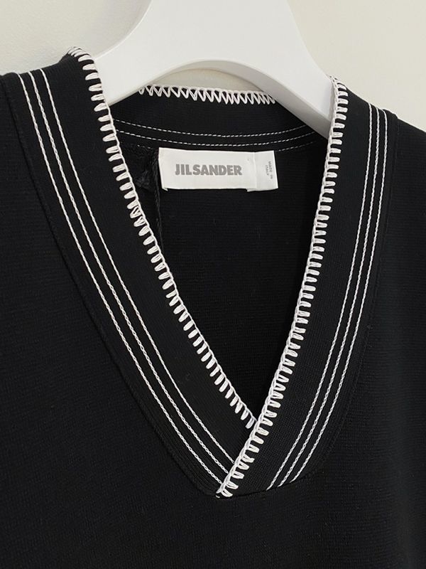 JIL SANDER（ジルサンダー） VネックニットTシャツ ブラック - margin