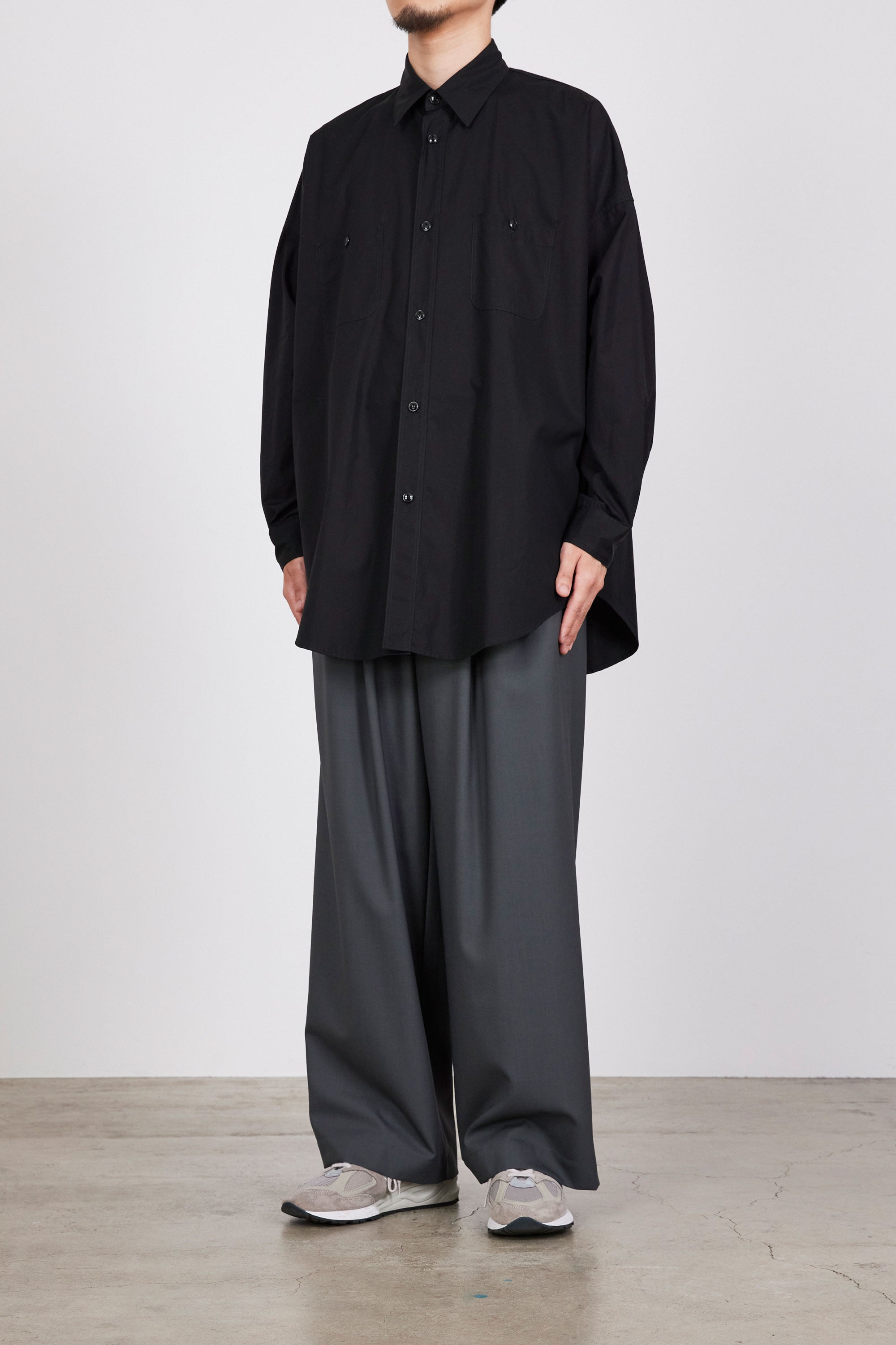 120/2オールウェザークロス / ロングテントシャツ, Black – MARKAWARE