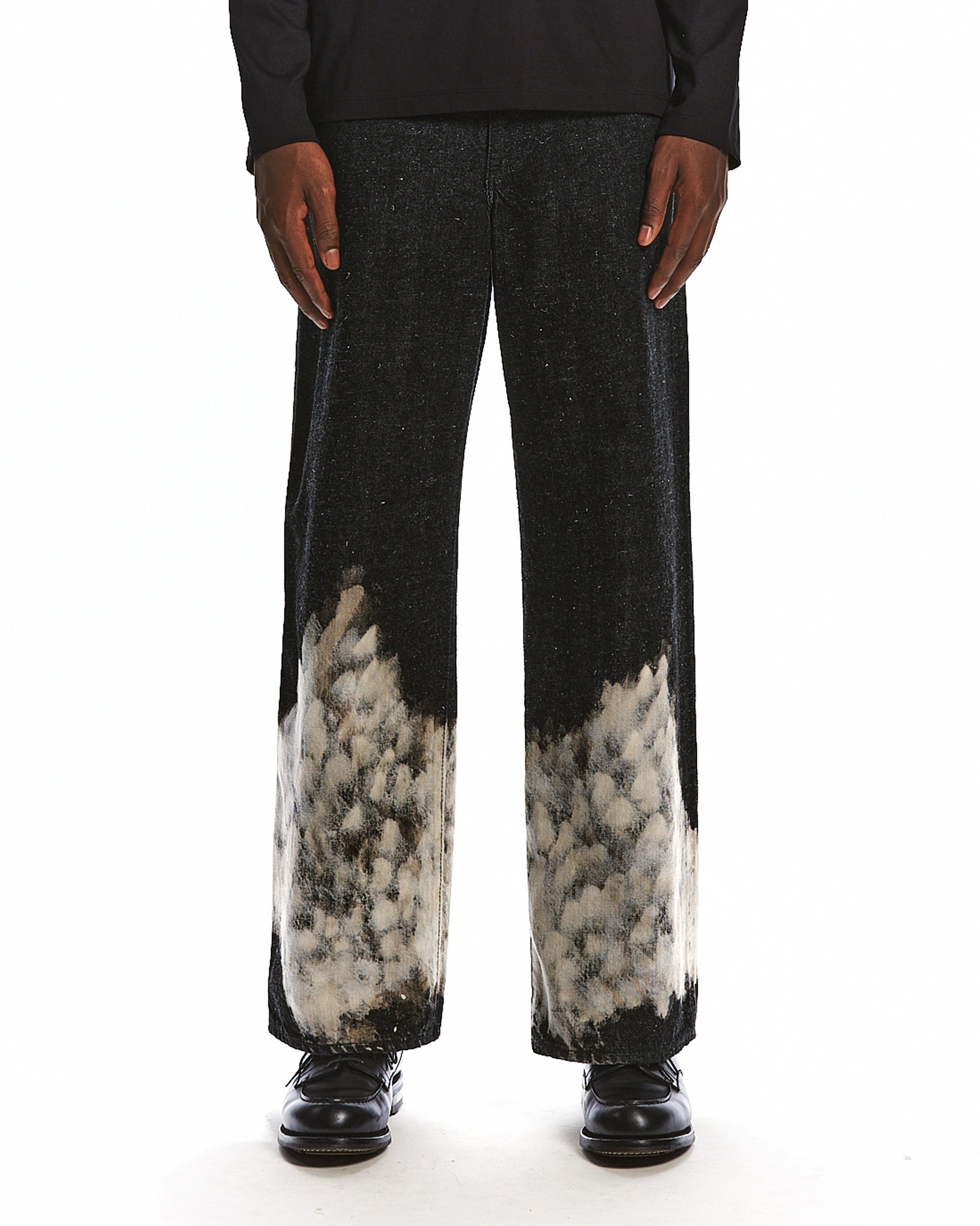 KIMONO DENIM WIDE STRAIGHT DENIM, Black Cloudy Bleaching – MARKAWARE