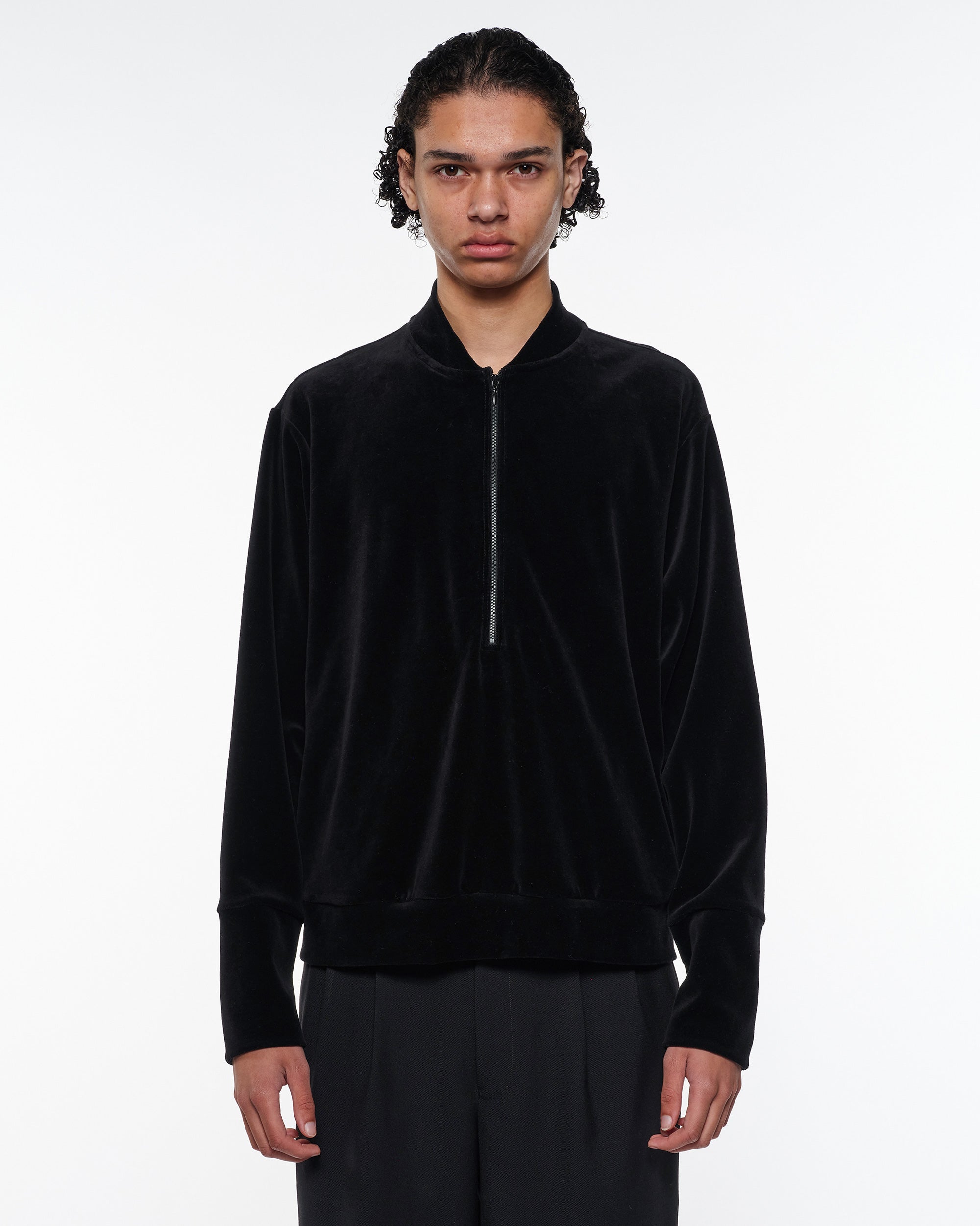 オーガニッコットンベロア / ハーフジップトラックジャケット, Dark