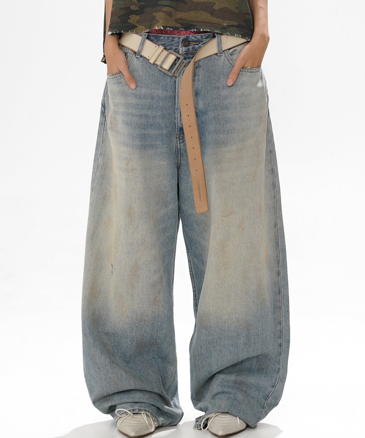 ルーズフィット 汚れ加工 デニムパンツ NZK6224【MASONPRINCE