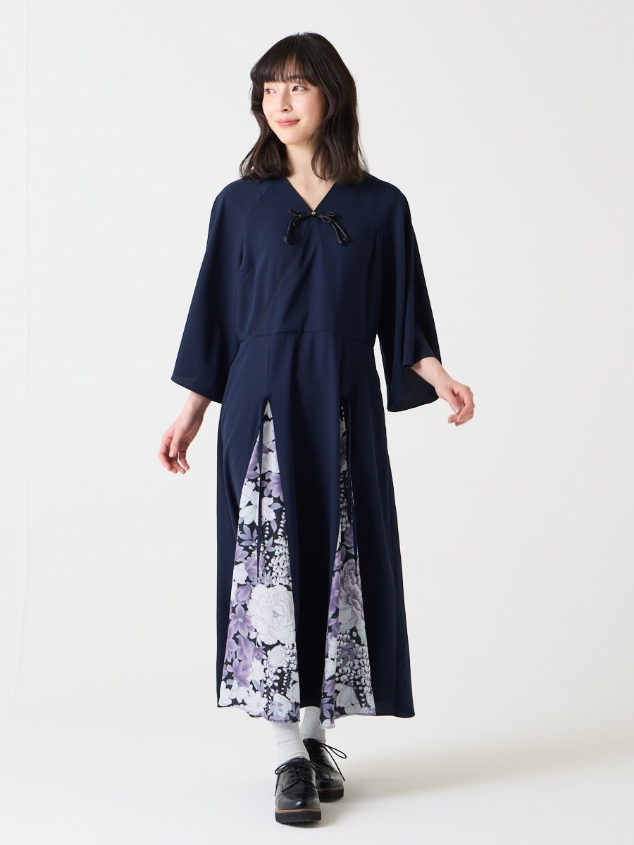 三毛雲・あんみつ カシュクール切り替えワンピース(FREE ネイビー