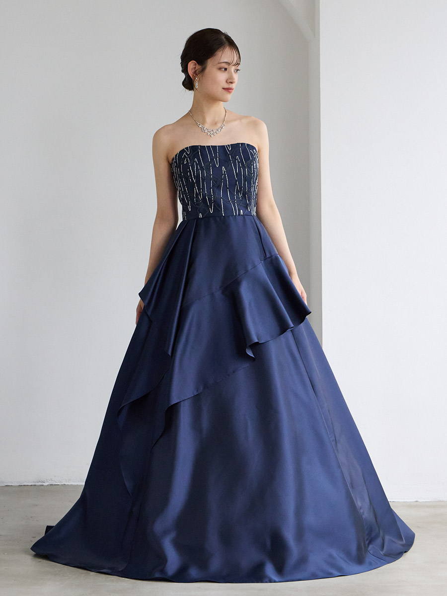 Ondes/シャンブレーツイル×刺繍Aラインドレス(M ピンク): AIMER | エメ