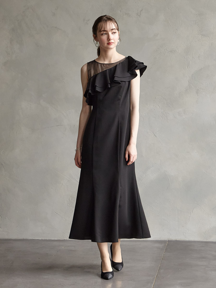 WEB/Aimer Acret店限定】アシンメトリーフリルマーメイドラインドレス