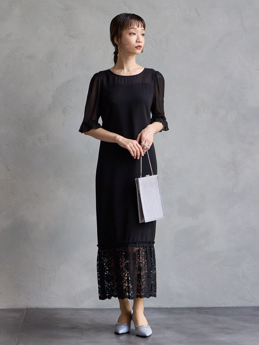 WEB/Aimer Acret店限定】袖付きIラインドレス(M ブラック): AIMER