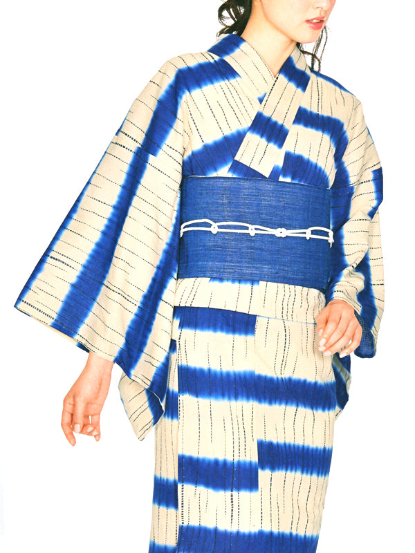 GENJI MONOGATARI 本染ゆかた「横段藍ぼかし」 – MENYA FABRIC