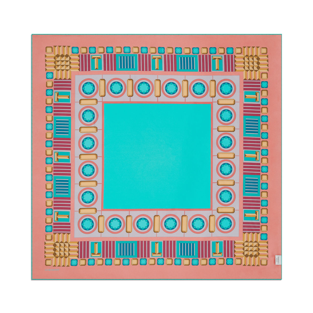 TIFFANY&Co. スカーフ カラーブロックパターン シルク ブルー Tiffany