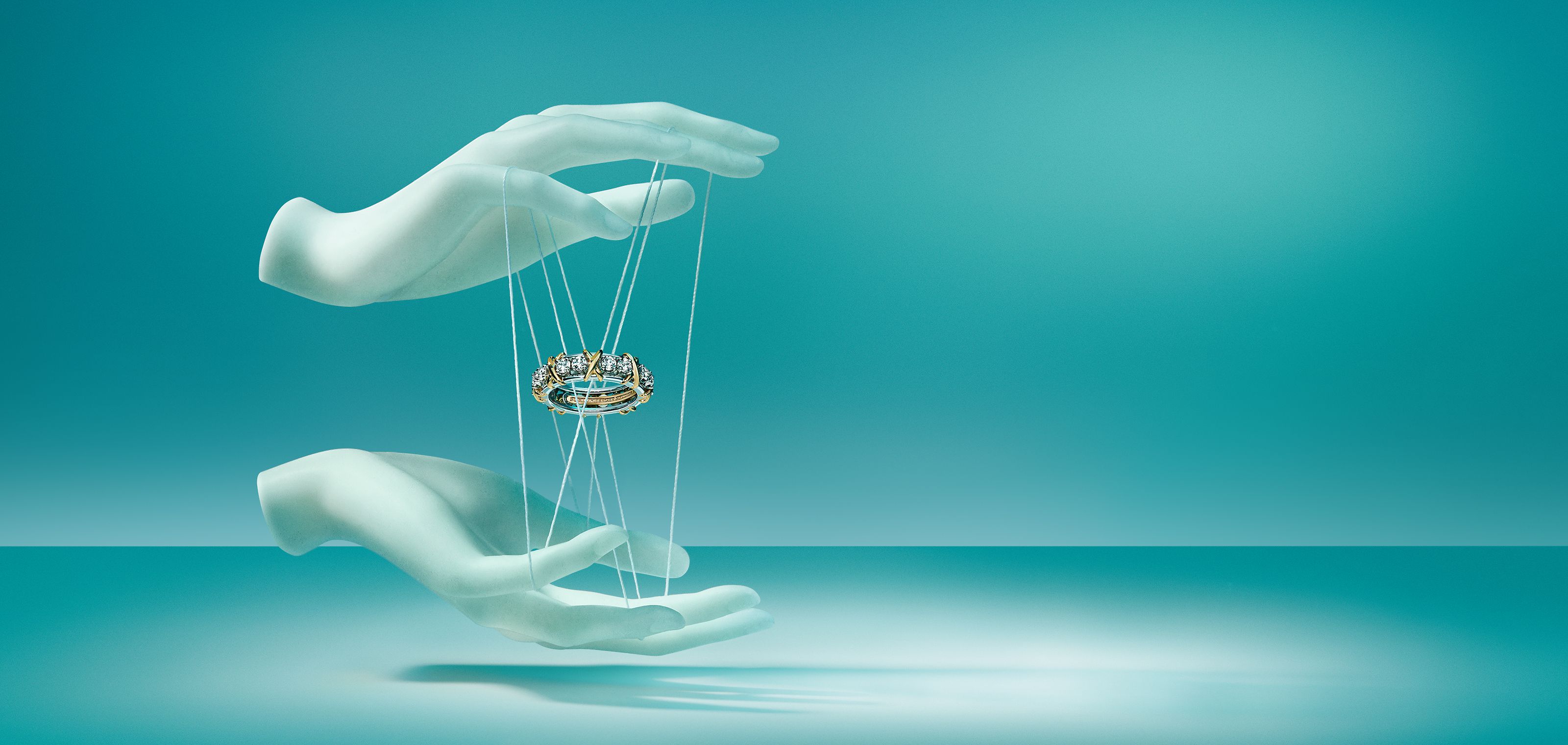 ティファニー ロープ 2ロウ X リング ダイヤモンド イエローゴールド