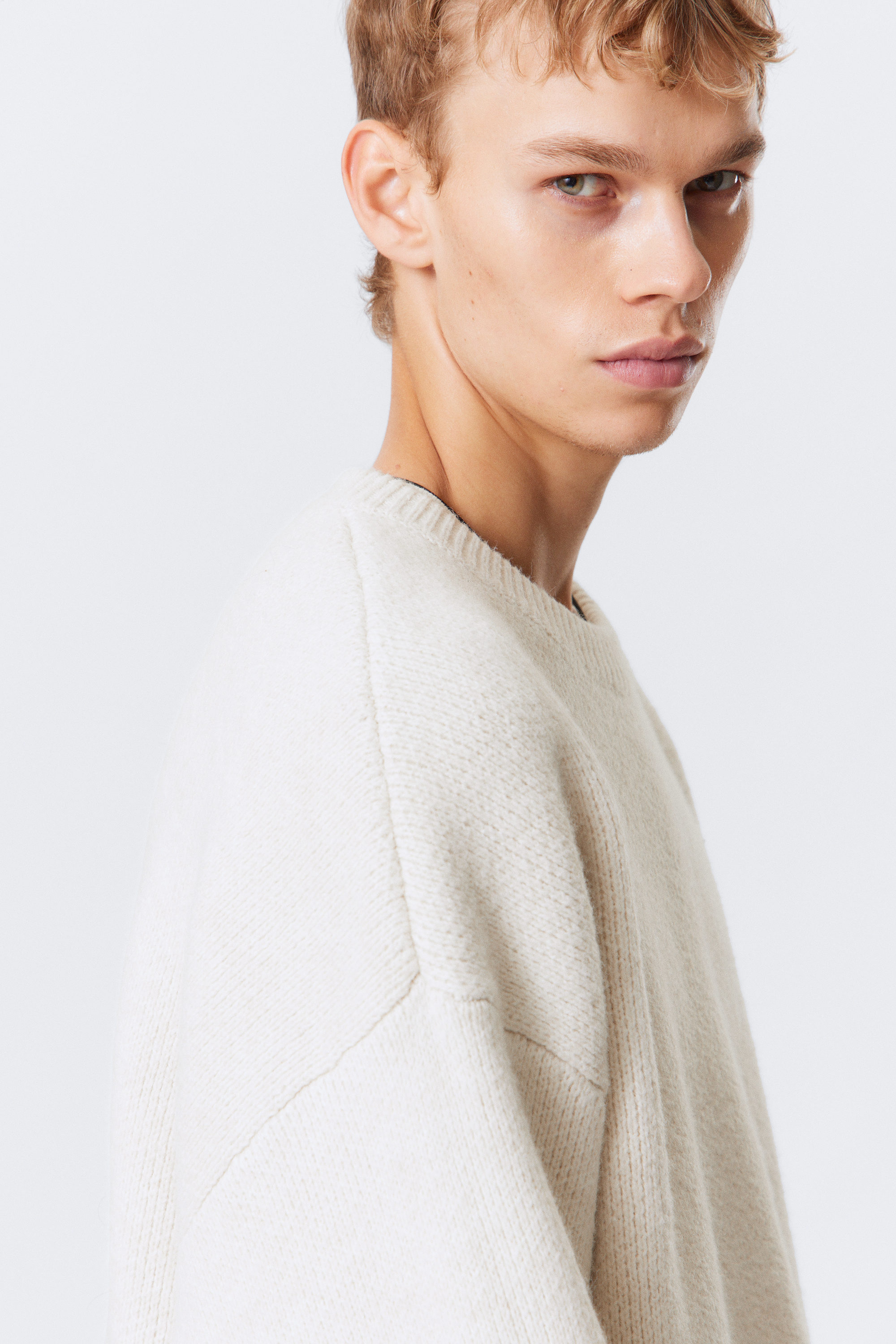 teo oversized wool blend knit sweater - Light Dusty Mole | Weekday WW