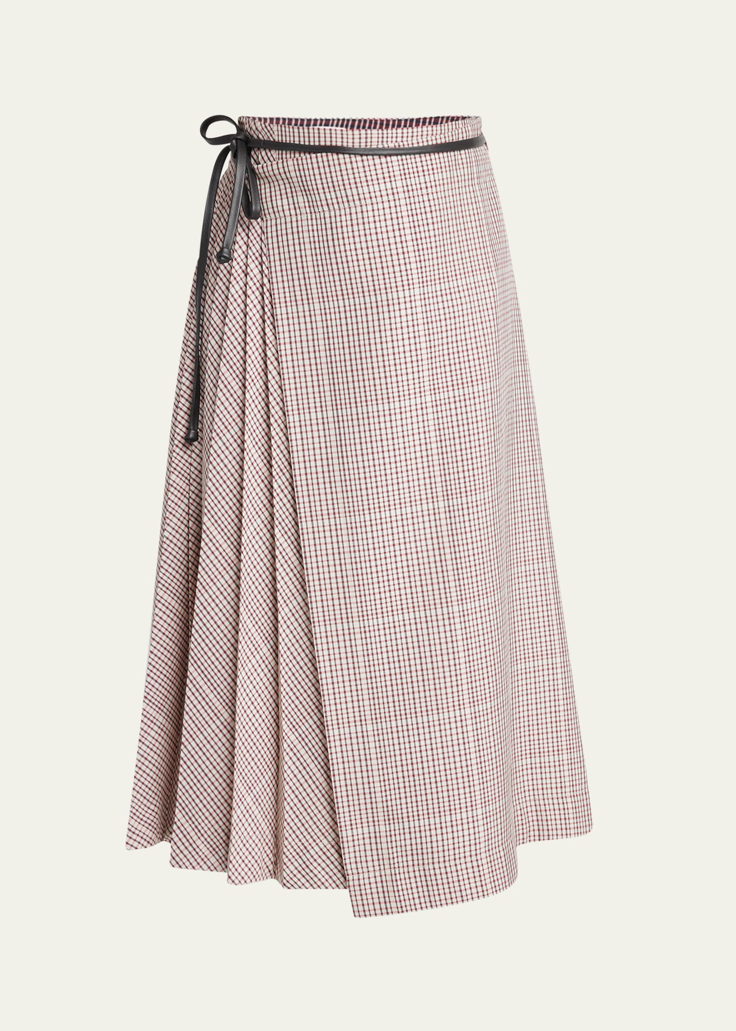 Bottega Veneta Check Pleated Midi Wrap Skirt - Bergdorf Goodman