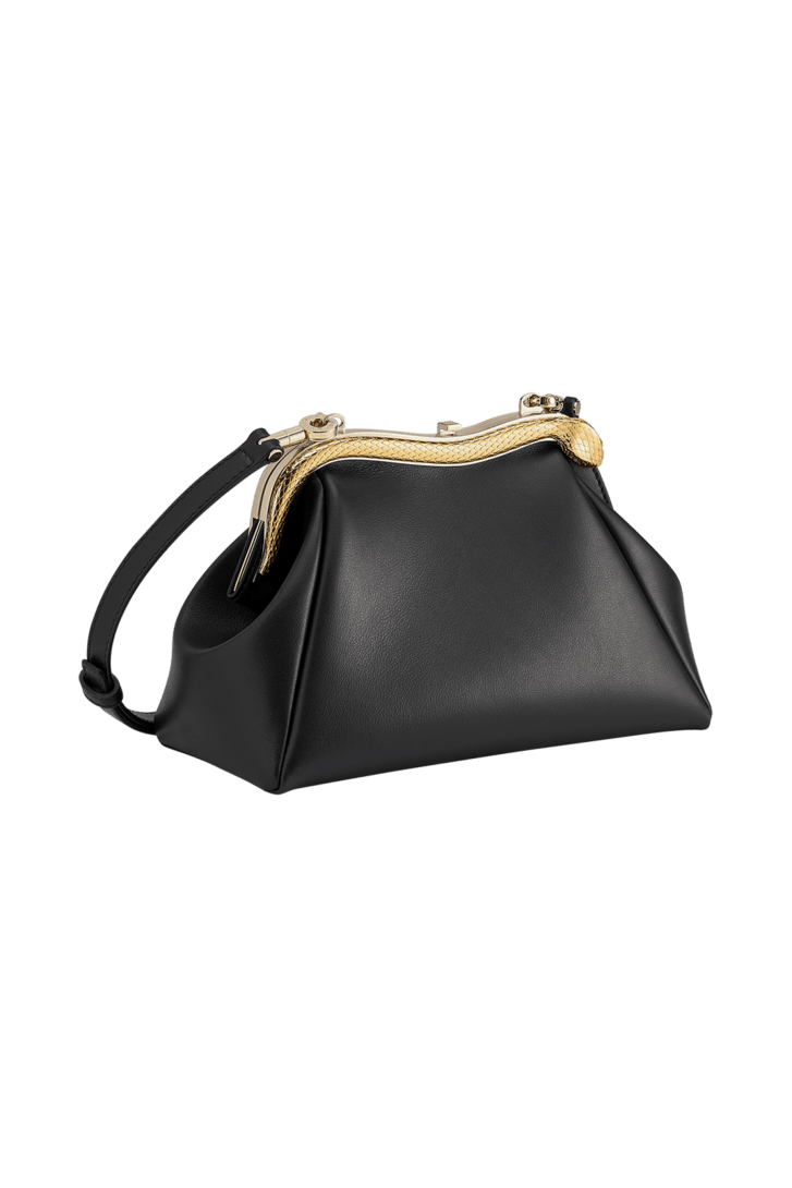 ブラック カーフレザー セルペンティーヌ ポーチ 292201 | ブルガリ