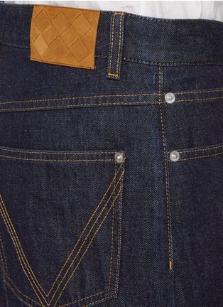 BOTTEGA VENETA | Dark Wash Intrecciato Patch Jeans | Men | Lane