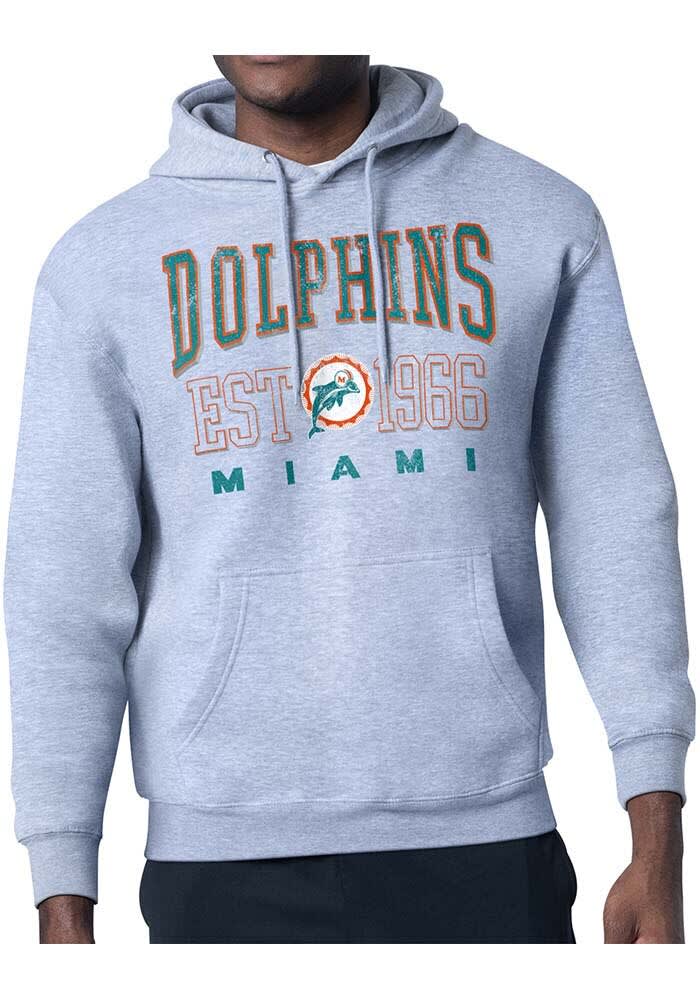 Starter Miami Dolphins Mens HEATHER GREY Retro Hoodie - 434402591