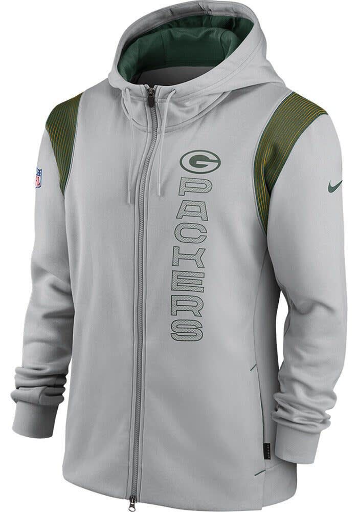 Nike Green Bay Packers Mens GREY Therma Zip - 173213260