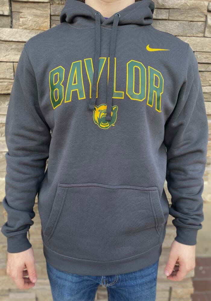 Nike Baylor Bears Mens ANTHRACITE Arch Mascot Club Fleece Hoodie