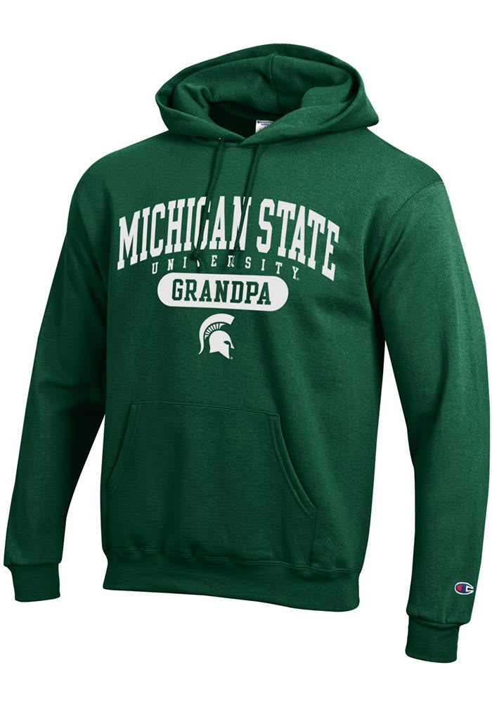 Champion Mens GREEN Michigan State Spartans Grandpa Pill Hoodie