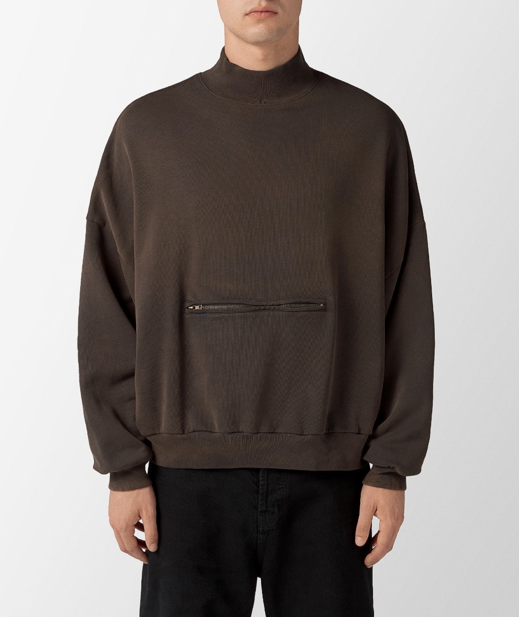 Brown WILLY CHAVARRIA Waffle Lined Mock Neck Sweatshirt | SVD