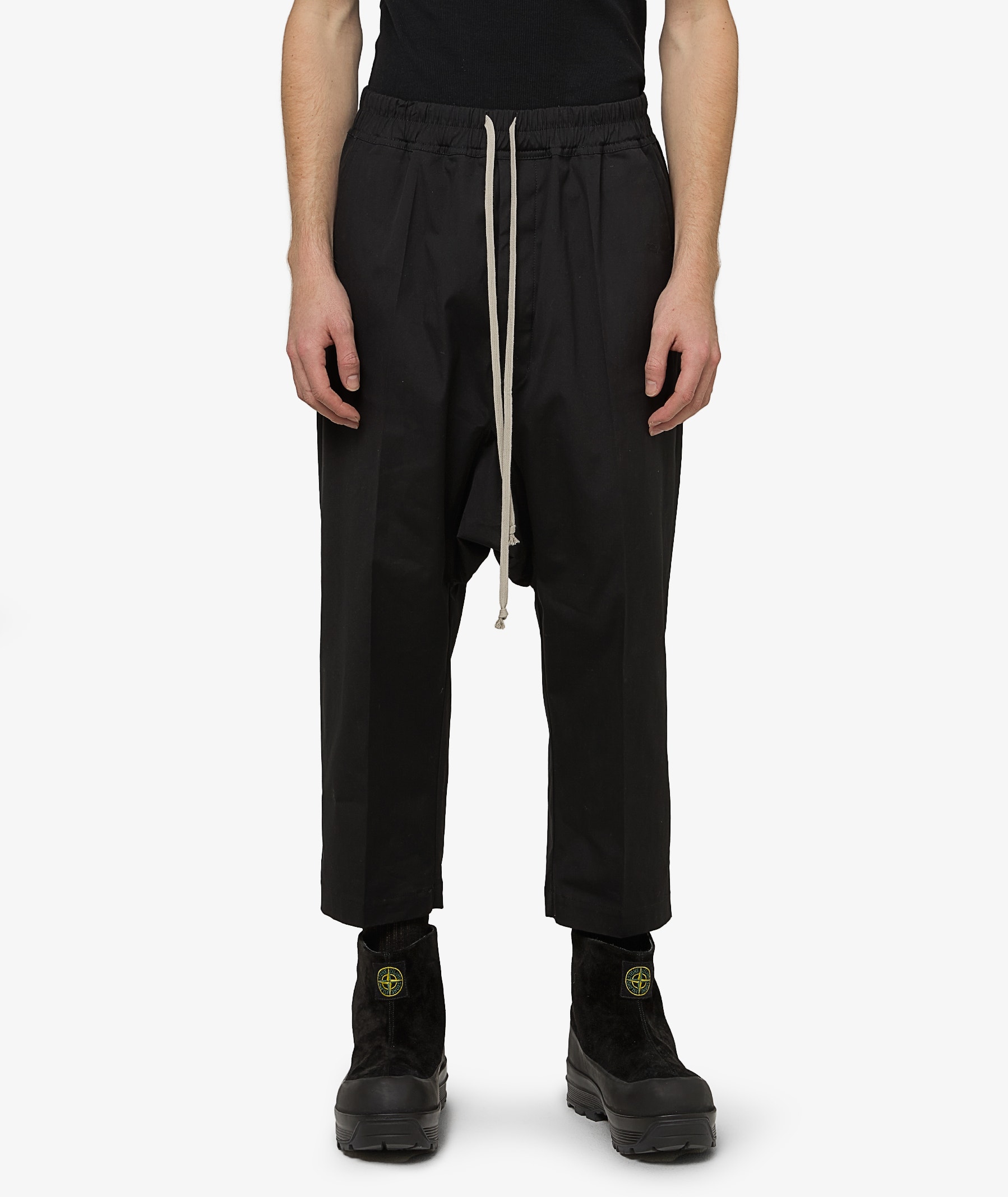 Rick Owens Drawstring Cropped Pants | Black | SVD USA