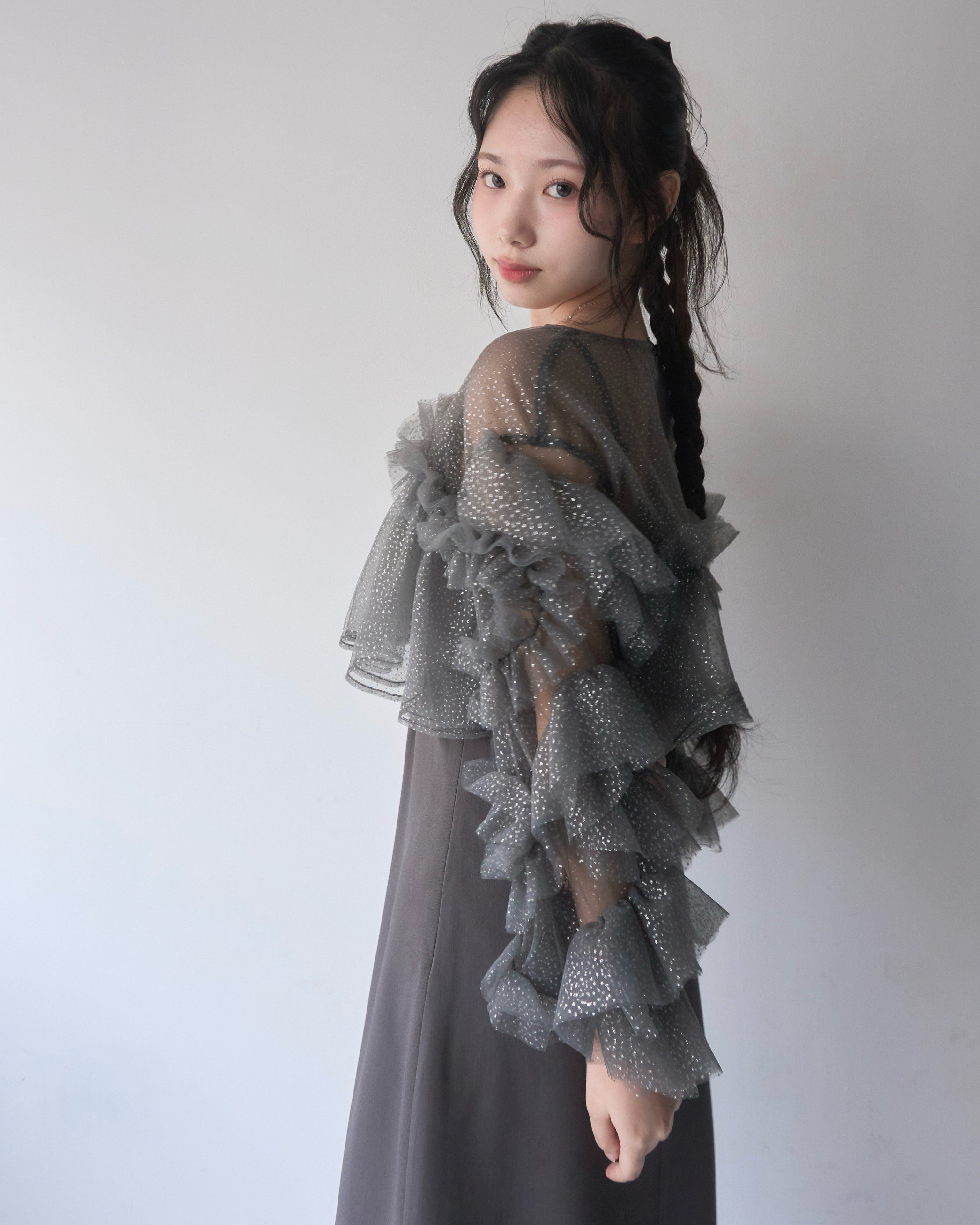 フリルラメチュールオケージョンワンピース｜MELLOWNEON (メロウネオン