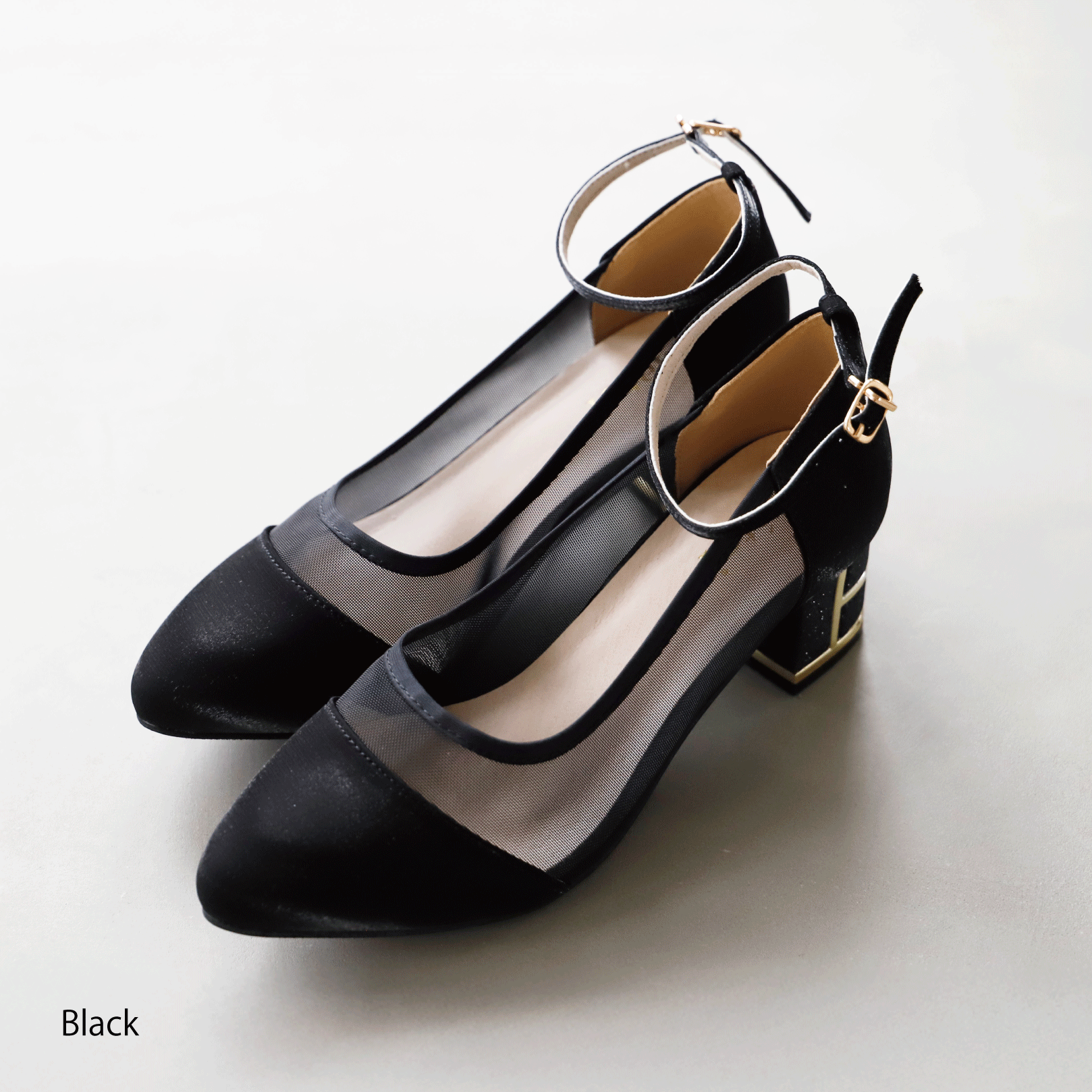 19-2229 グリッターチャンキーヒールシアパンプス – métoi