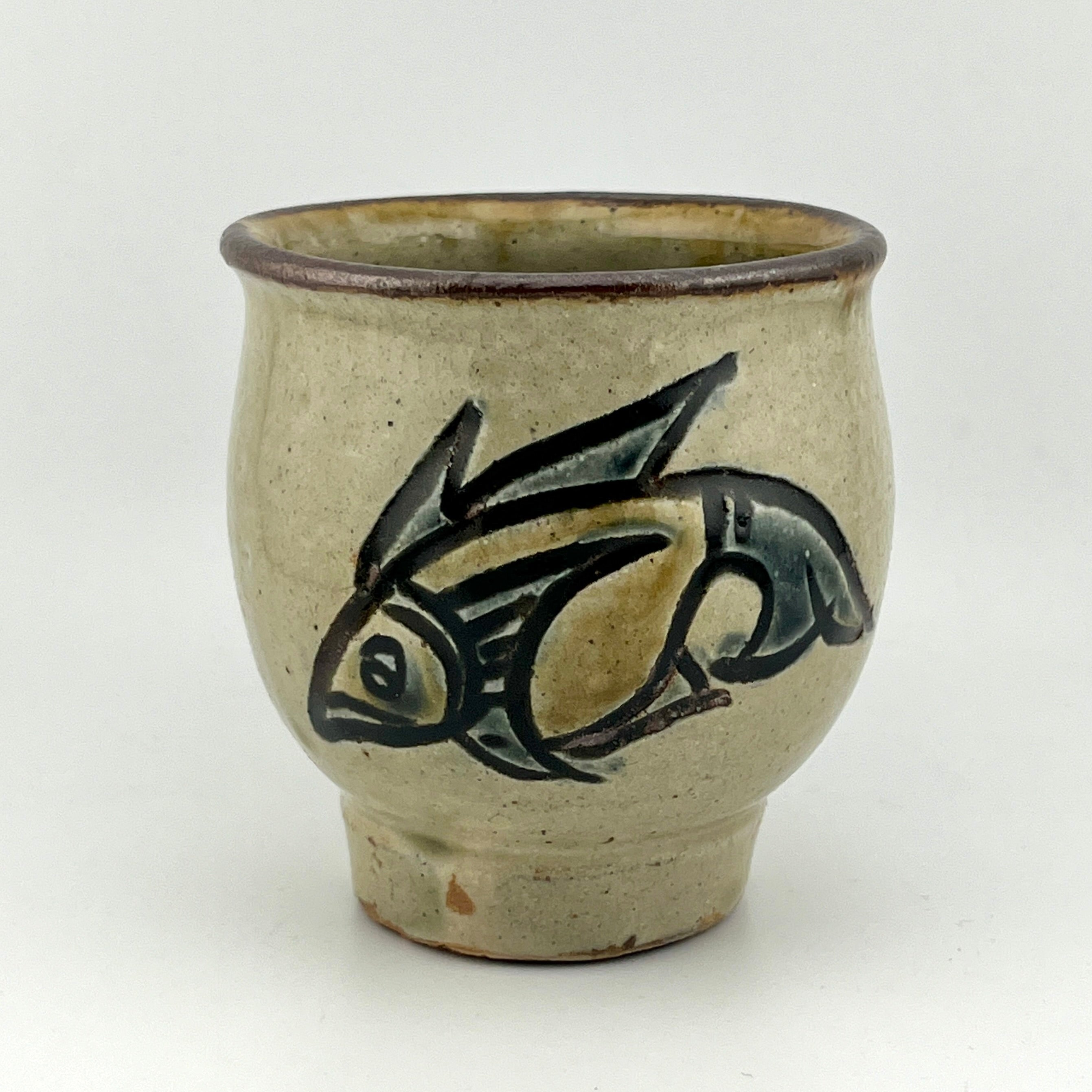 人間国宝金城次郎長男 琉球壺屋焼 登り窯 金城敏男 作 魚文ぐい