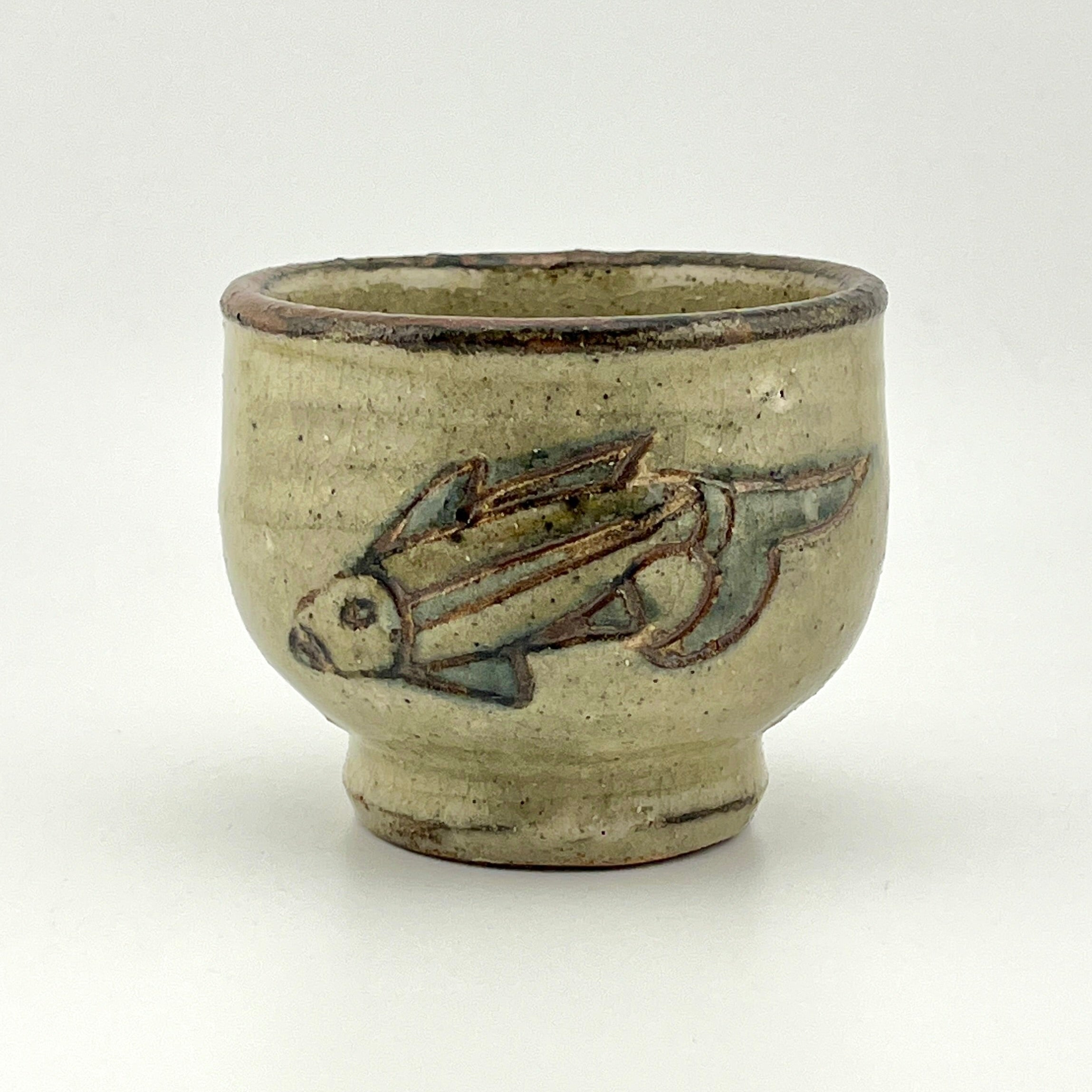 人間国宝：金城次郎作 人間国宝 金城次郎 魚文抱瓶 大 酒器 沖縄