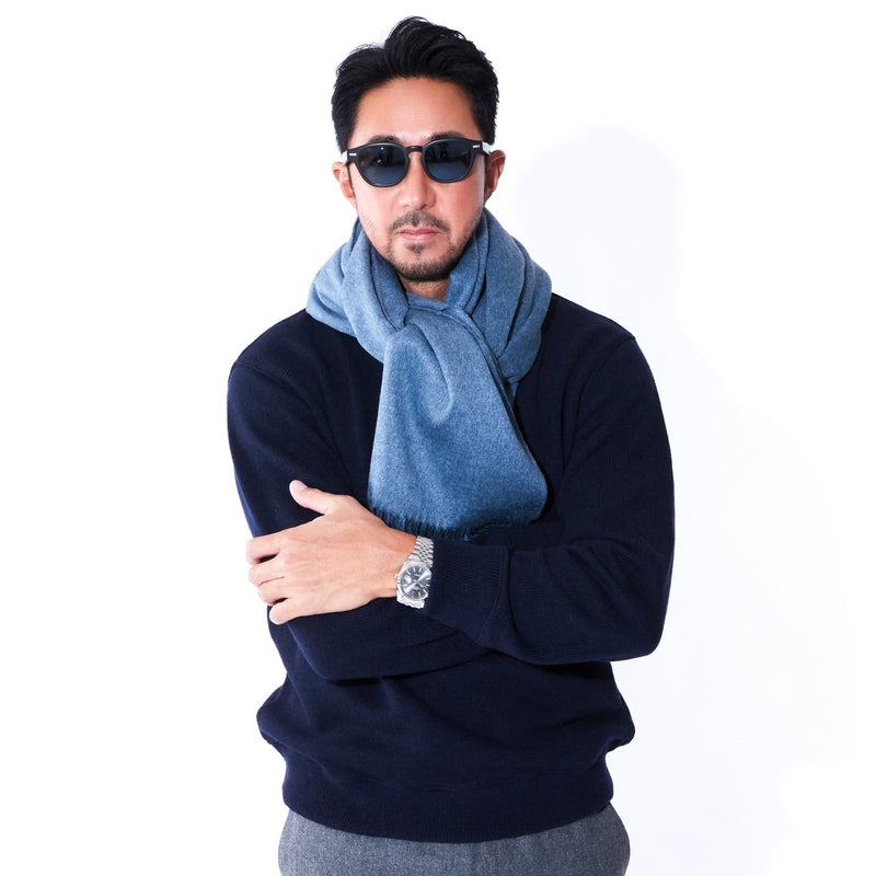 干場別注カラー】 100%シルクストール ライトブルー TESSITURA DI