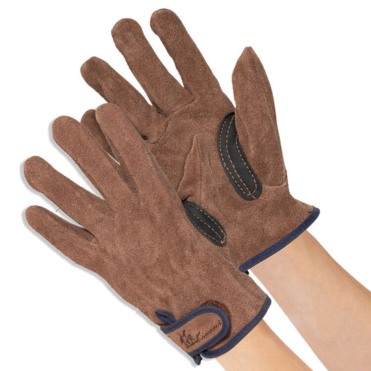 作業用手袋 指先の極PRO KS862 オイルブラウン牛本革 背縫い 手首