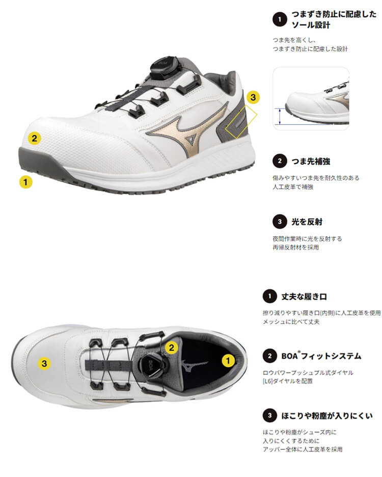 安全靴 ミズノ mizuno オールマイティ ALMIGHTY SU51L F1GA2317 BOA