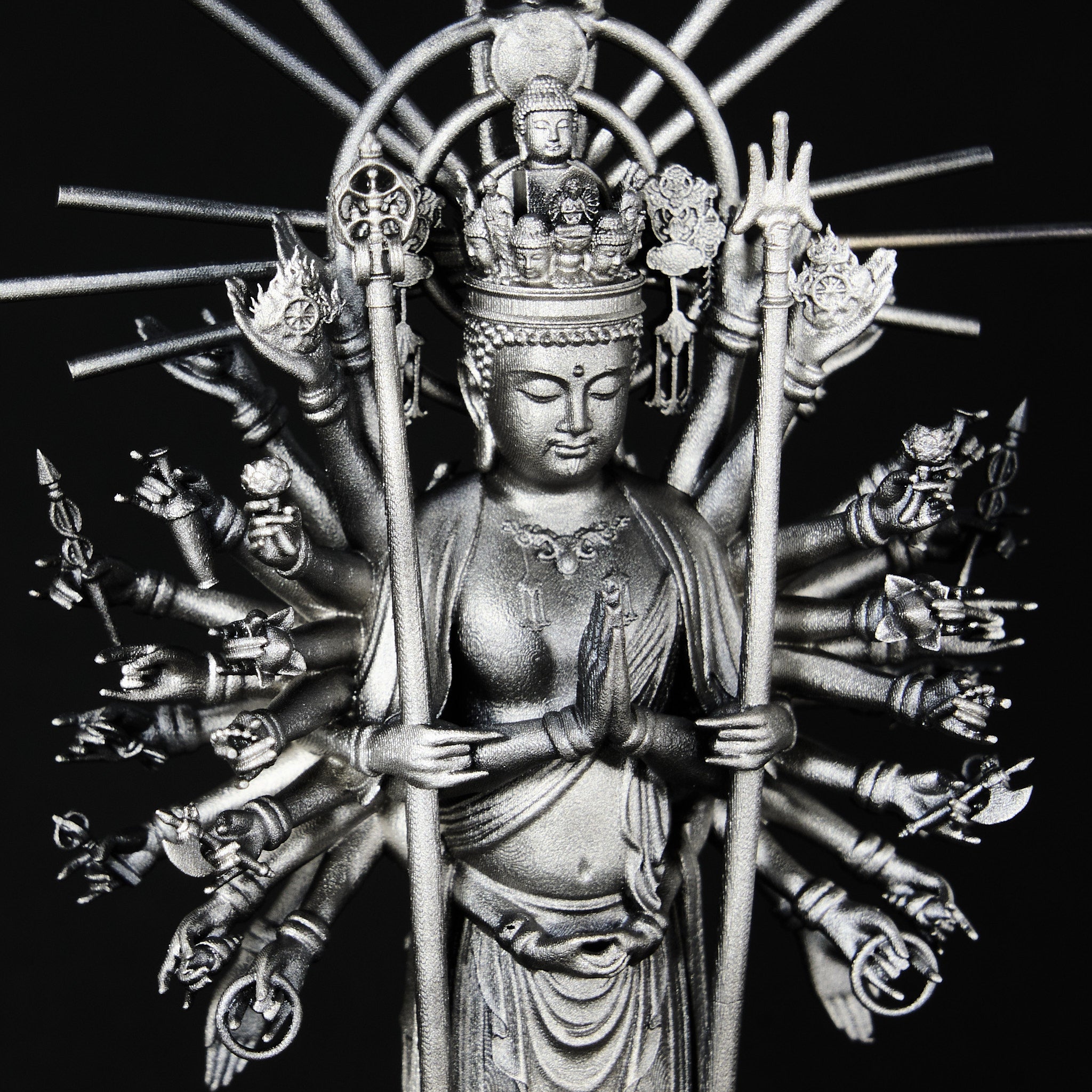 特大☆金運富を築き理想の人生へ導き千手観音オルゴプレート 特大