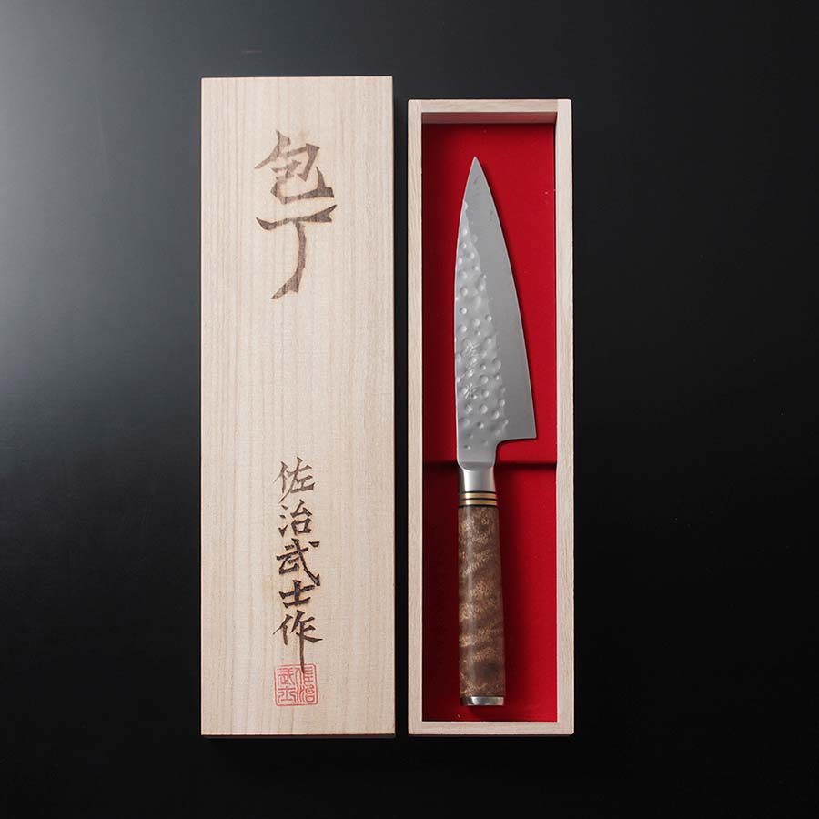 佐治 武士 R2/SG2 鎚目(丸) ペティナイフ 和包丁 130mm 花梨柄 | 福井