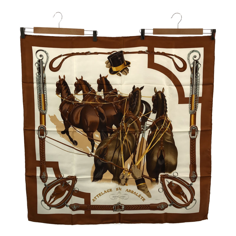 エルメス HERMES カレ90 ATTELAGE EN ARBALETE 馬車弓形連結 ブラウン