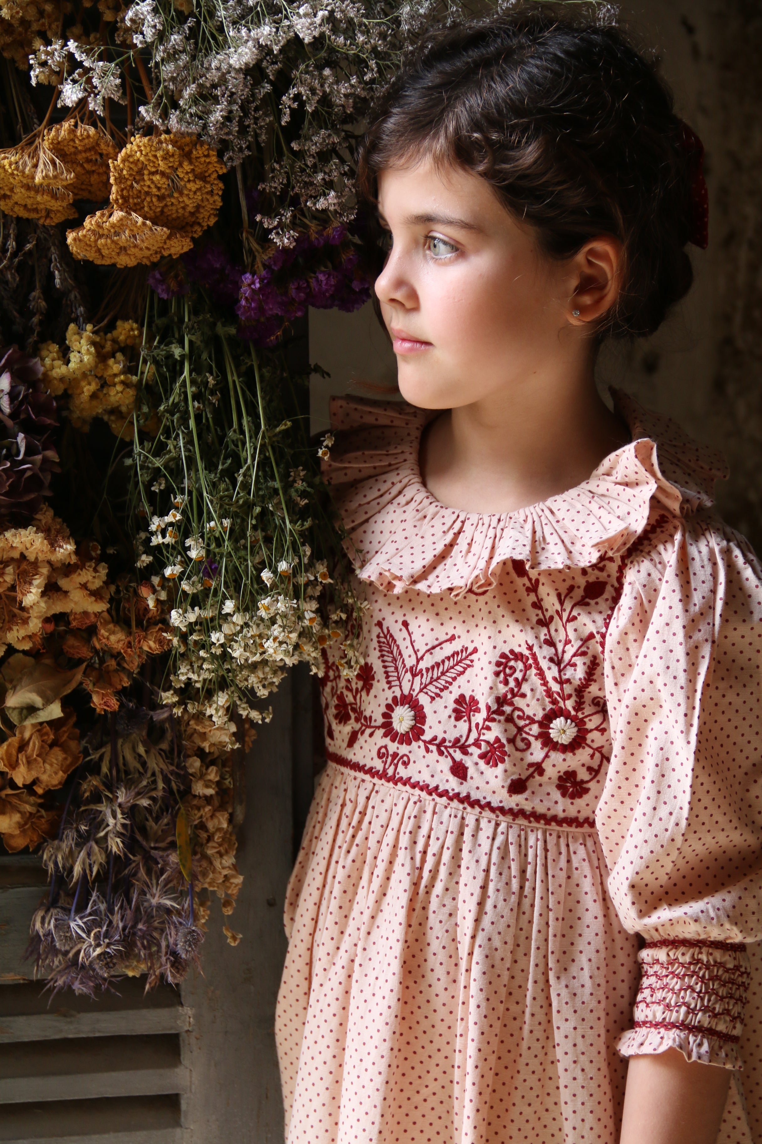 BONJOUR DIARY Tunic DRESS / Iris pink polka dots - Milk + Bots