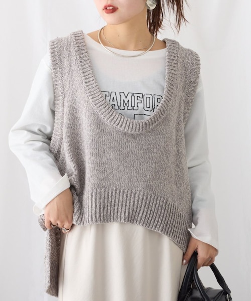 2025年S/S新作】深Uネックメランジラメニットベスト｜チャオパニック
