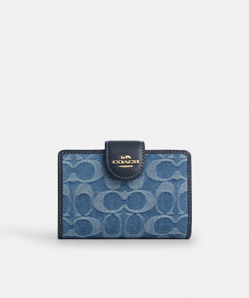 公式】ミディアム コーナー ジップ ウォレット・シグネチャー デニム