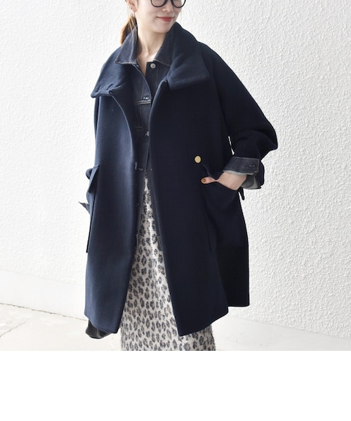 SHIPS any: カシミヤ ミックス スタンドカラー ミドル コート