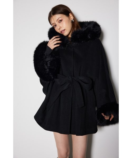 ウールMIXフードポンチョコート｜リエンダの通販｜&mall（アンドモール