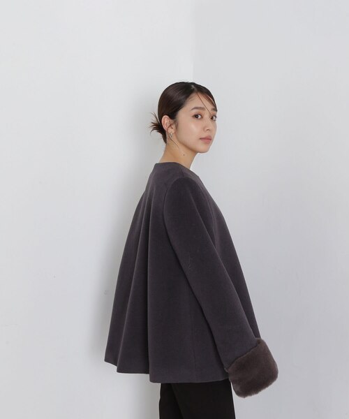 フェイクファースリーブハーフコート 24AW｜ナチュラルビューティー