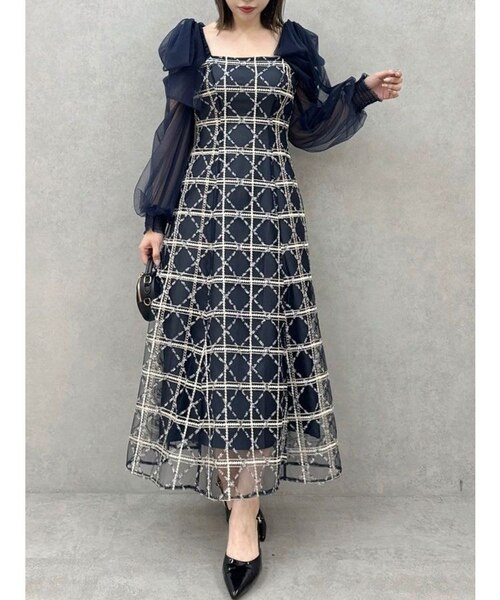 レースリボンオフショルドレス｜ダズリンの通販｜&mall（アンドモール