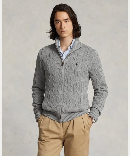 ケーブルニット コットン フルジップ セーター｜ポロ ラルフ ローレン