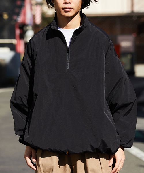 WEB限定 ビッグシルエット ハーフジップ ナイロンプルオーバー/PO