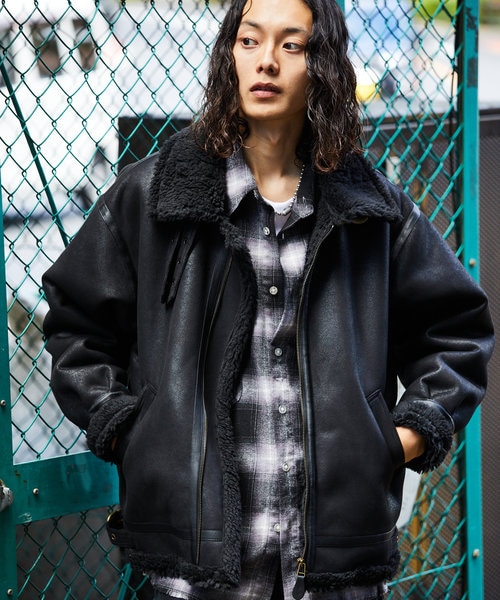 別注 ビックシルエット フェイクムートン B-3ジャケット/フライト