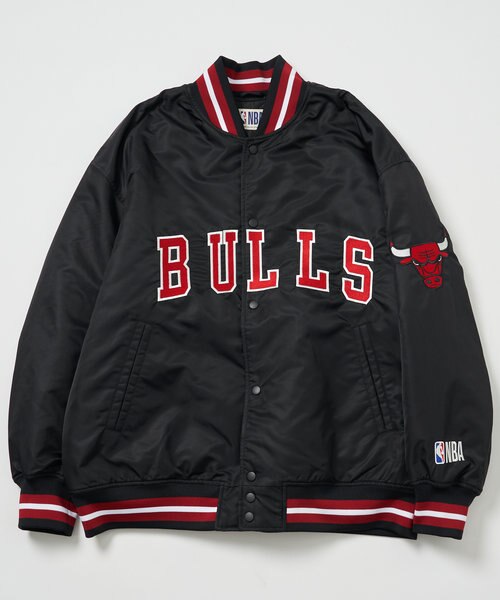 NBA チームロゴ刺繍 ナイロン バーシティジャケット/スタジャン