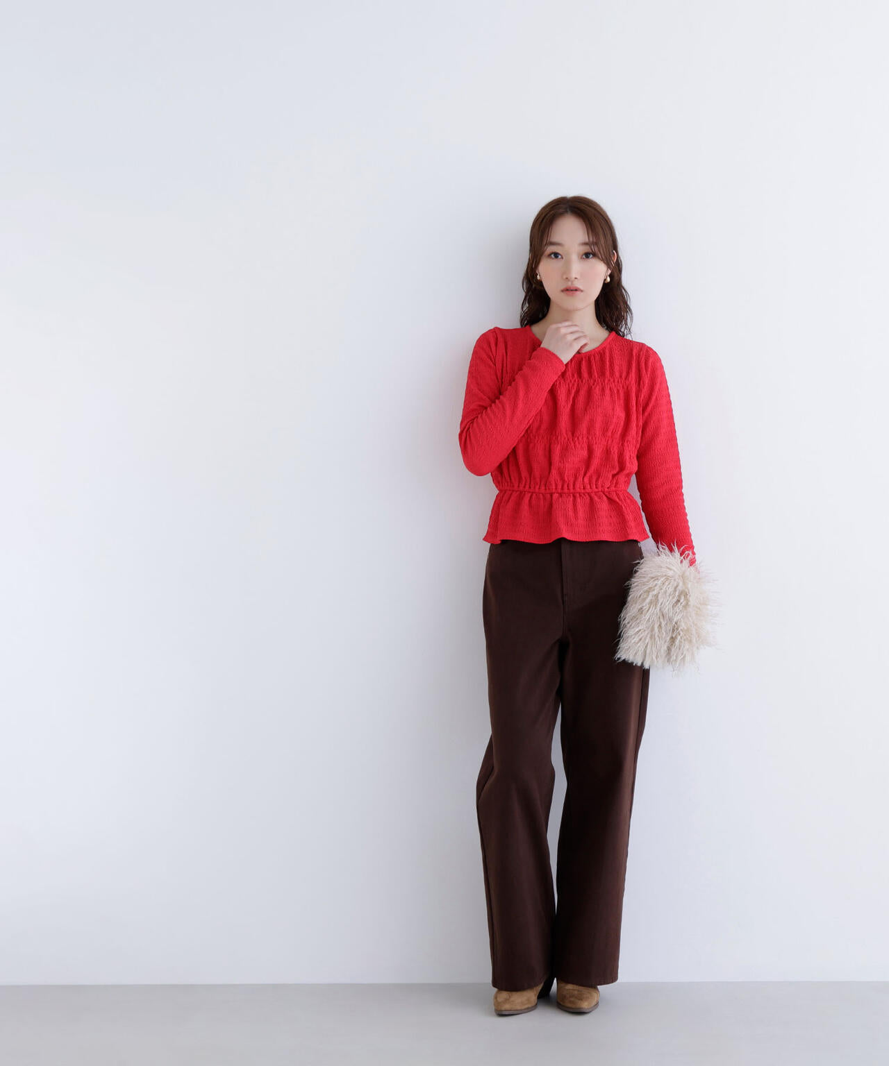 シャーリングペプラムカットソー長袖 | NATURAL BEAUTY BASIC