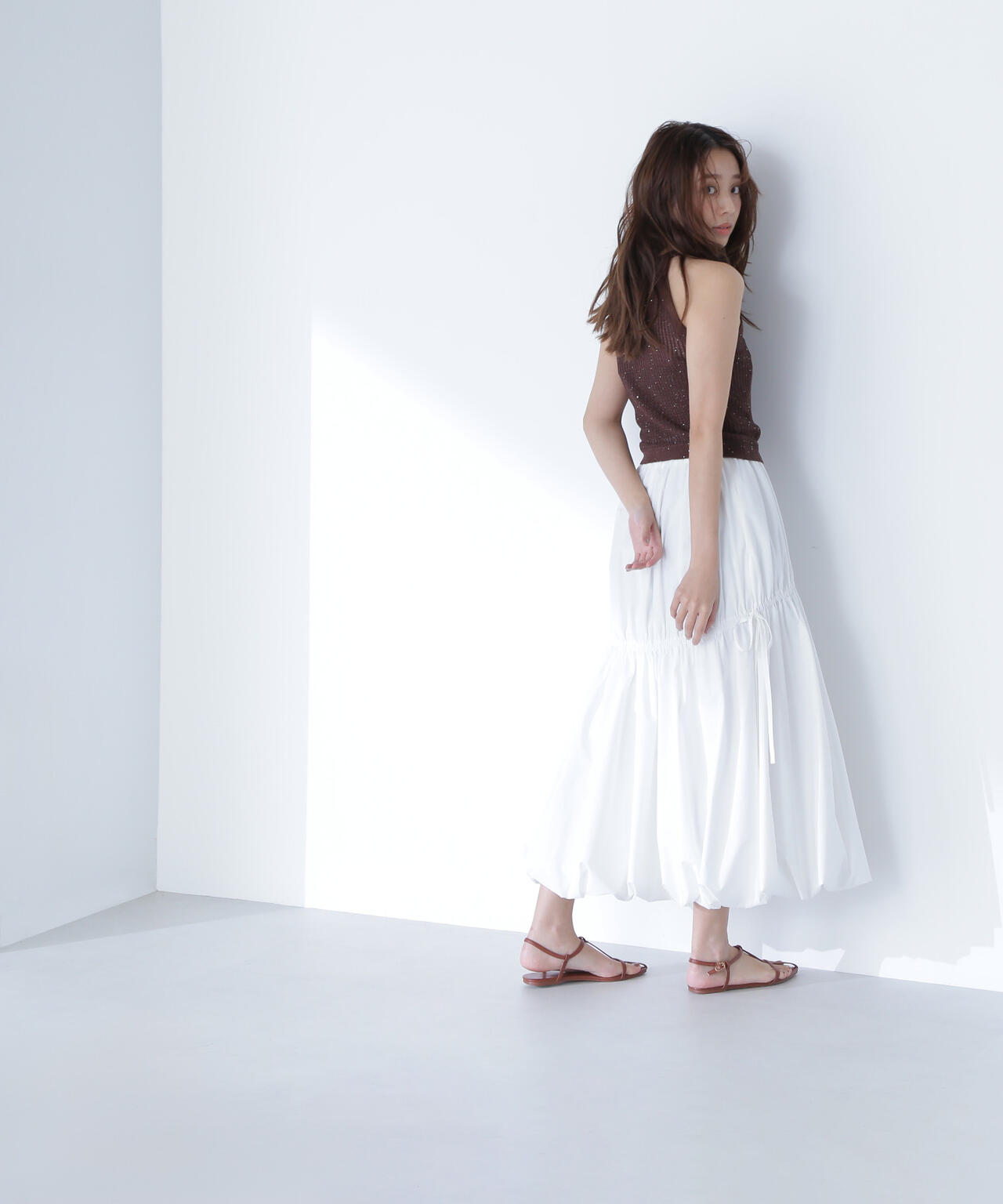 THINK BEAUTY】【麻亜里さんコラボ】タフタギャザーバルーンスカート